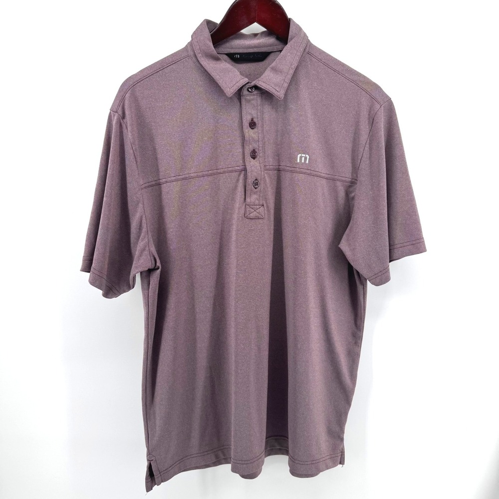 TravisMathew Polo Shirt Mens Large Burgundy Short Sleeve Performance Golf Prep